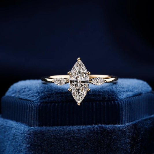 Conflict-Free Marquise Cut Lab Grown Diamond Engagement Ring