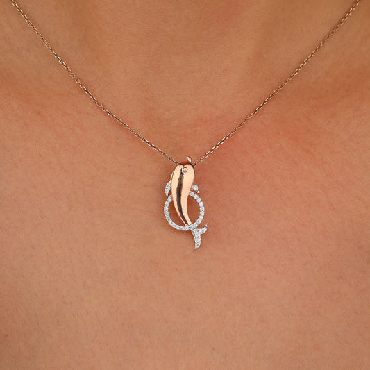 Lab Grown Diamond Dolphin Necklace for Beach-Lovers