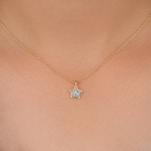 Zarte, im Labor gezüchtete Diamantstern-Halskette