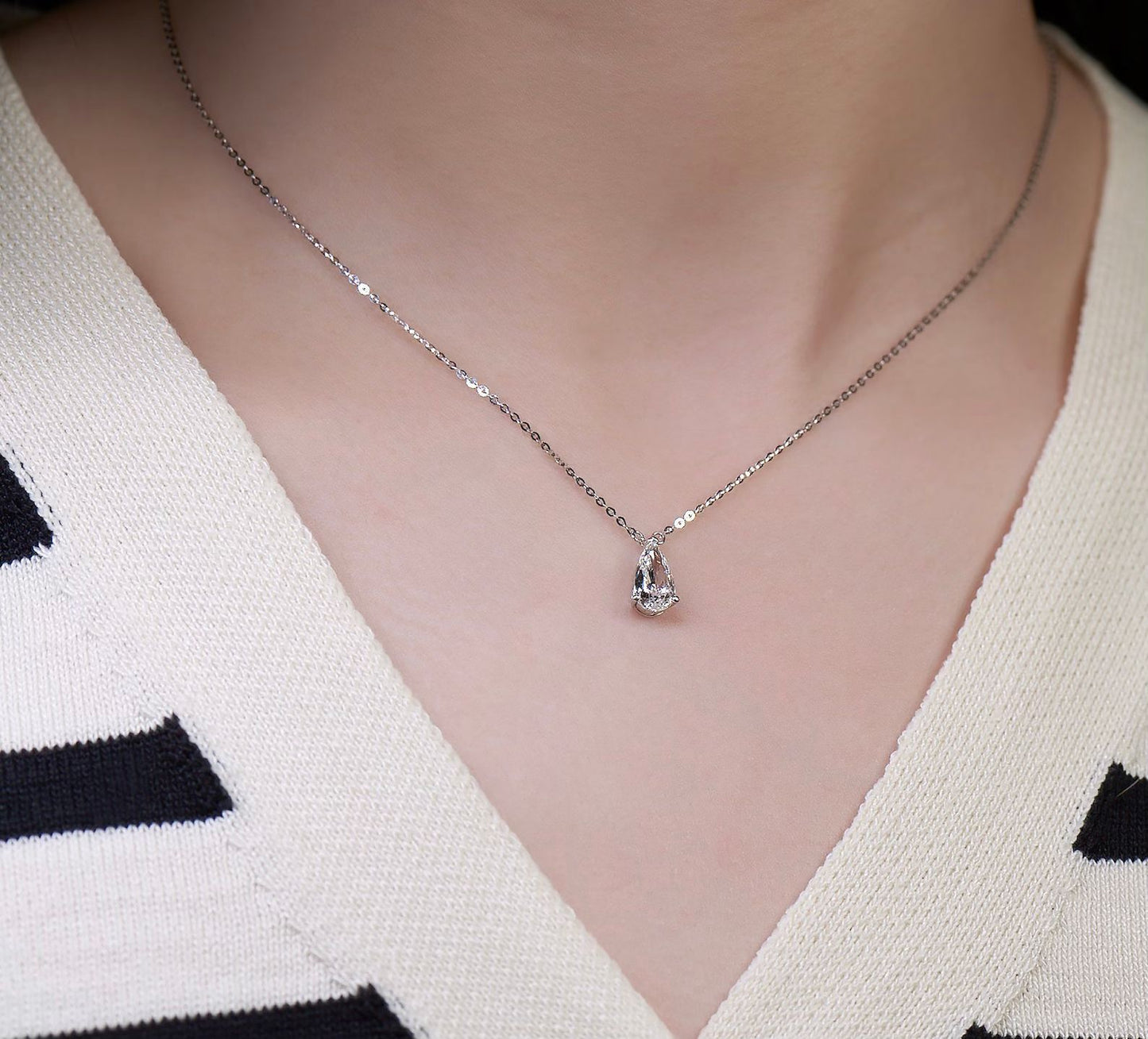 Lab Grown Diamond Necklace with Brilliant Marquise Cut