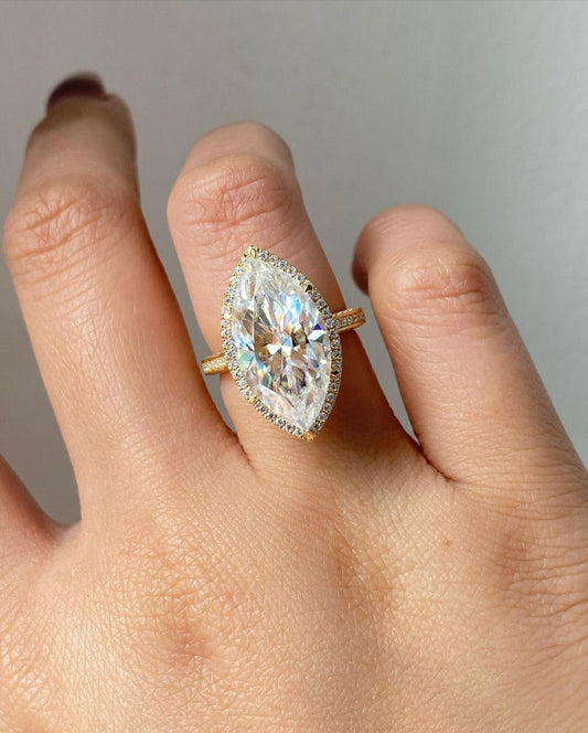 Marquise Cut Halo Wedding Ring, a Vintage Masterpiece