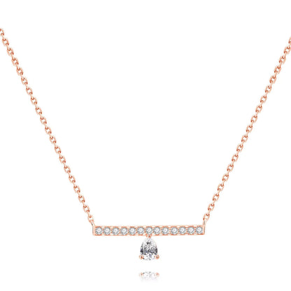 Lab Grown Diamond Bar Necklace with Pearl Accent