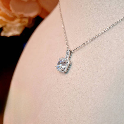 Unique Square Halo Lab Grown Diamond Necklace