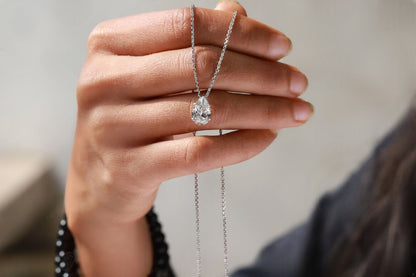 Glittering Pear-Cut Solitaire Diamond Necklace