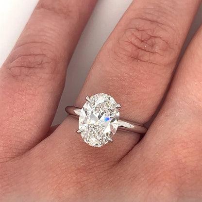 2.02 CT Oval Cut Lab Grown CVD Diamond Engagement Ring in 18K White Gold. A vintage-inspired beauty, the best promise or wedding gift.