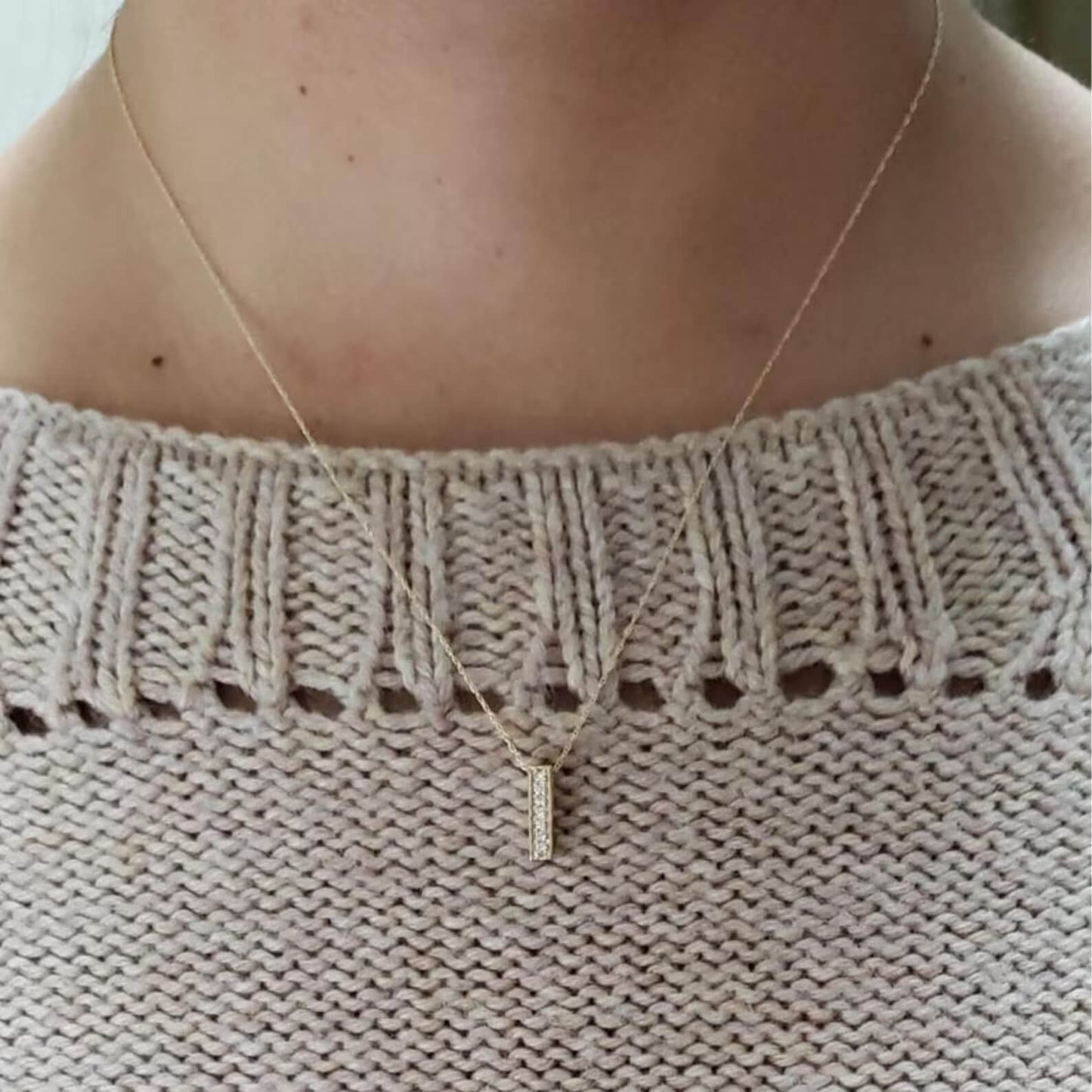 Diamantbarren-Halskette mit im Labor gezüchtetem Diamanten