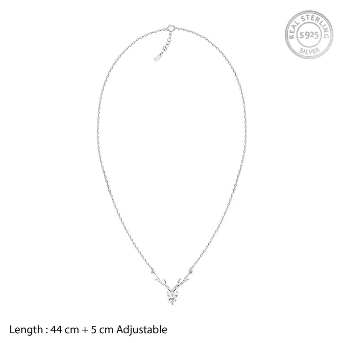 Hirschherz-Halskette mit im Labor gezüchtetem Diamant-Akzent