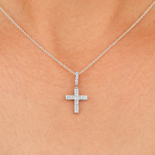 Small Lab Diamond Cross Pendant for Religious Occasions