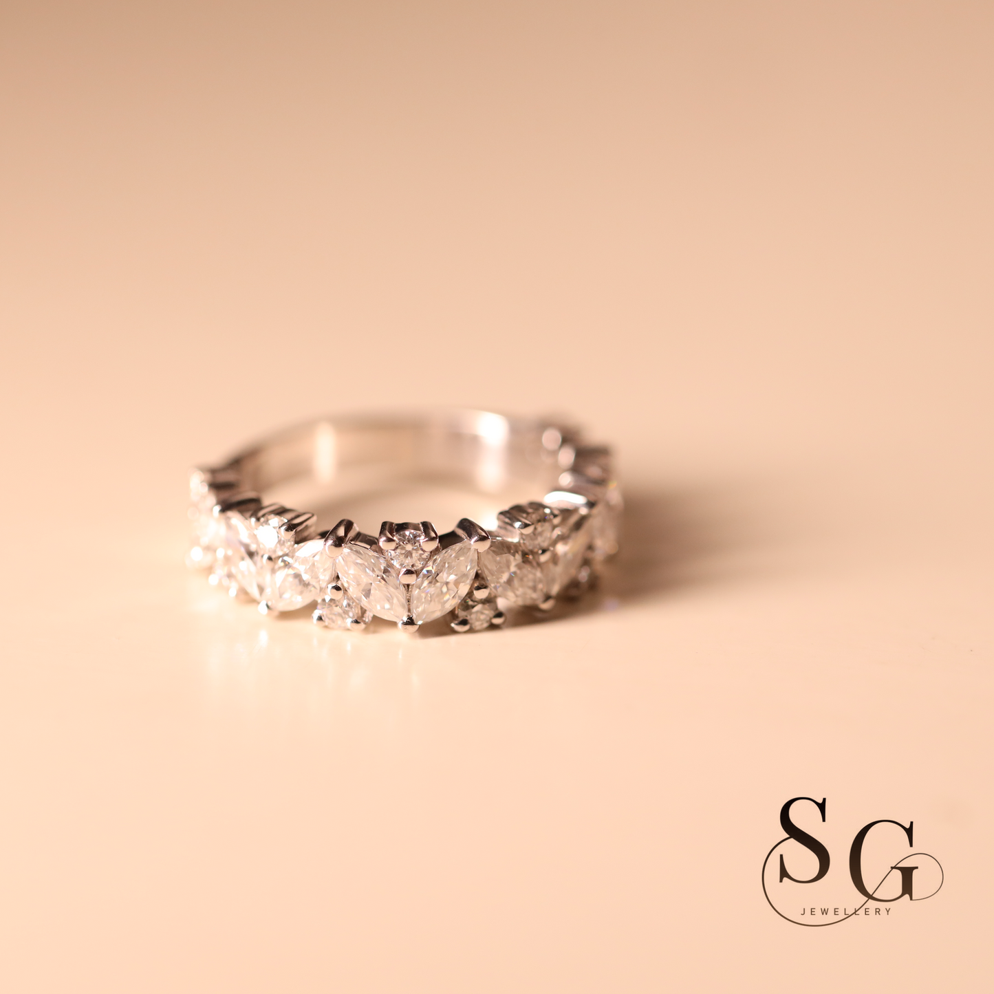 Marquise and Round Cut Lab Grown Diamond Band