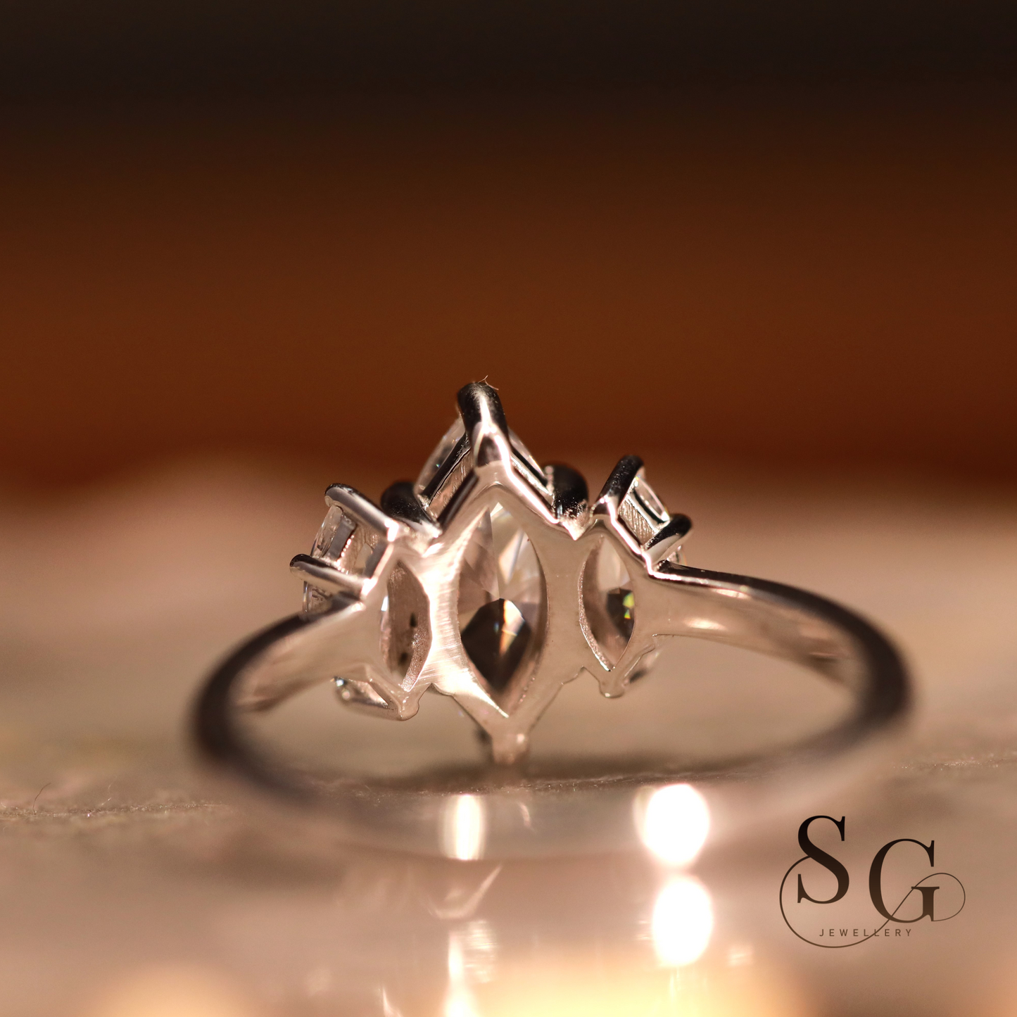 Marquise Cut Lab Grown Three Diamond Ring