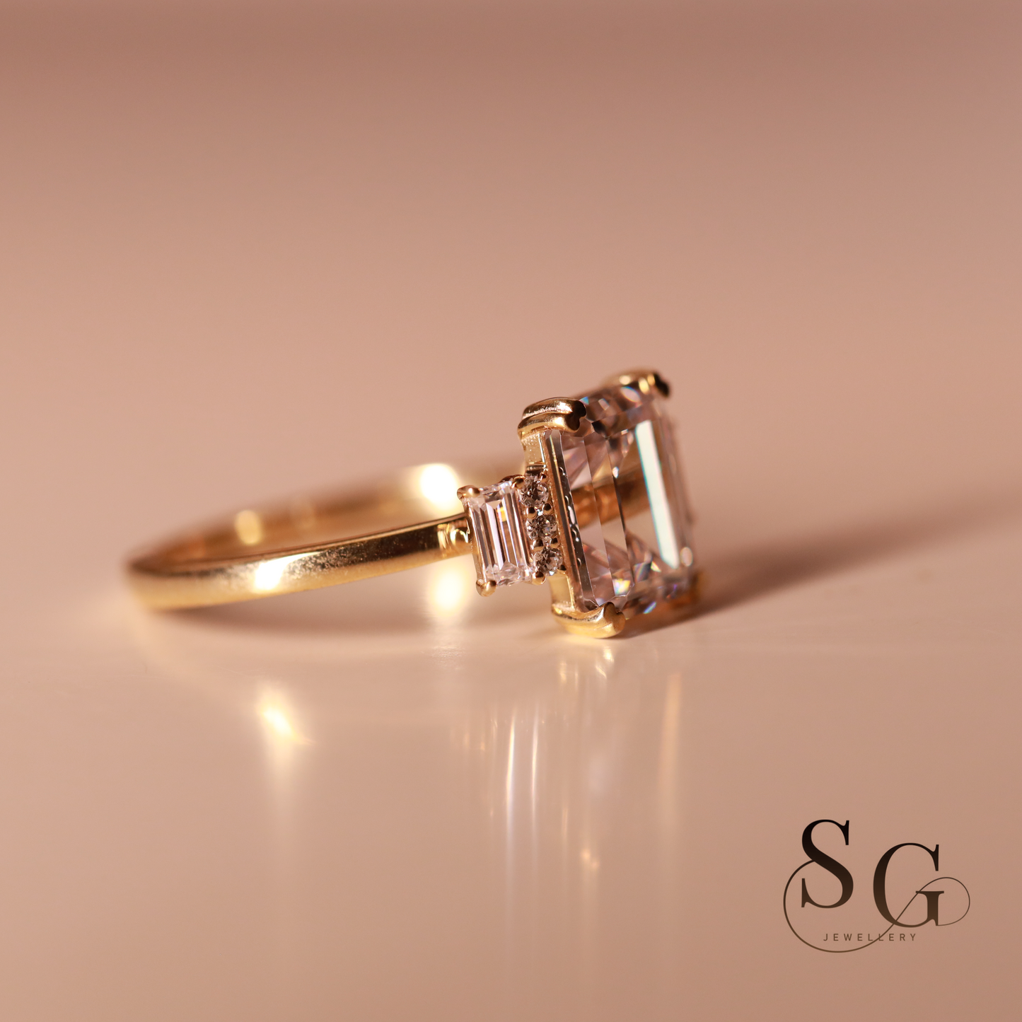 Emerald Cut Eco Diamond Anniversary Ring