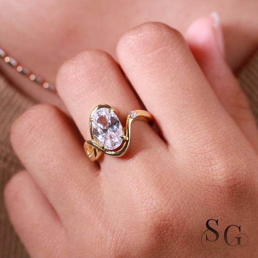 Verlobungsring mit ovalem, im Labor gezüchteten Diamanten im Schliff von 3,00 Karat