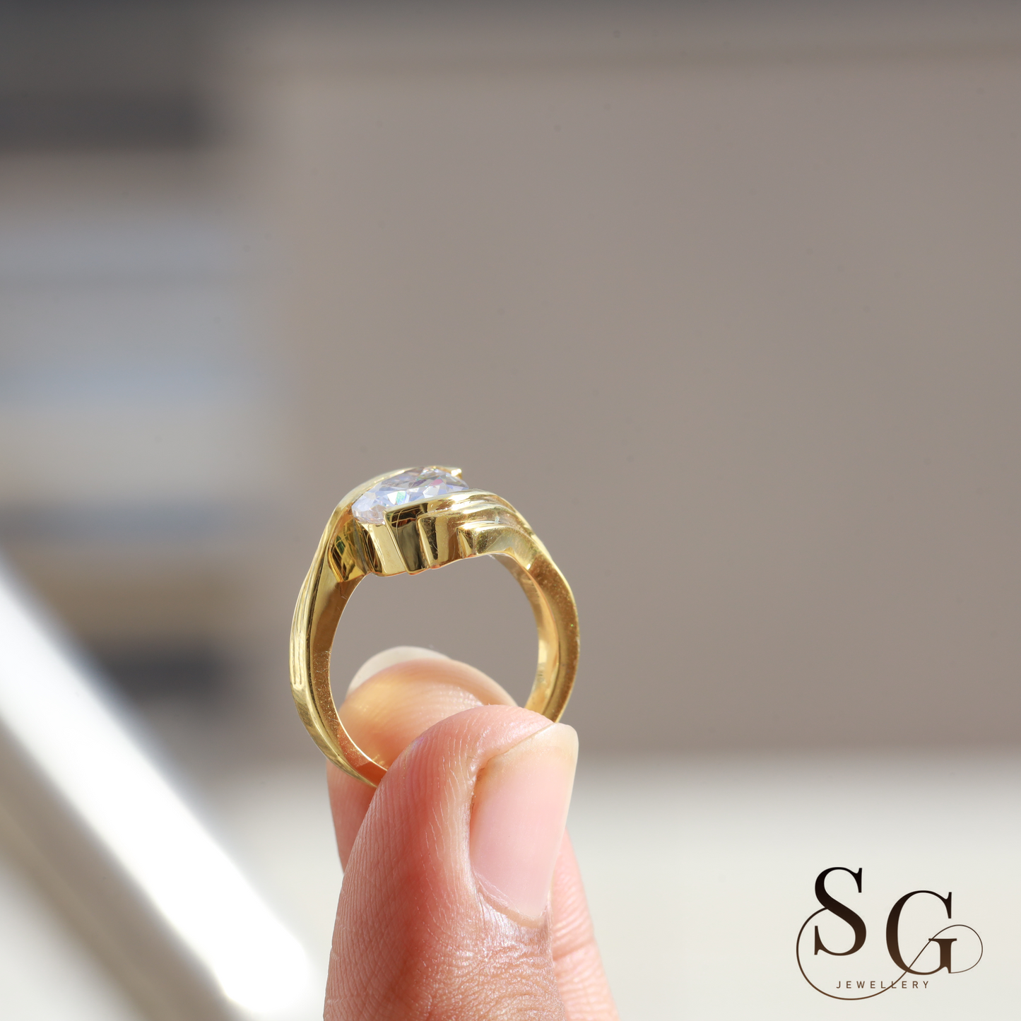 Pear Diamond Solitaire and Anniversary Ring for Her