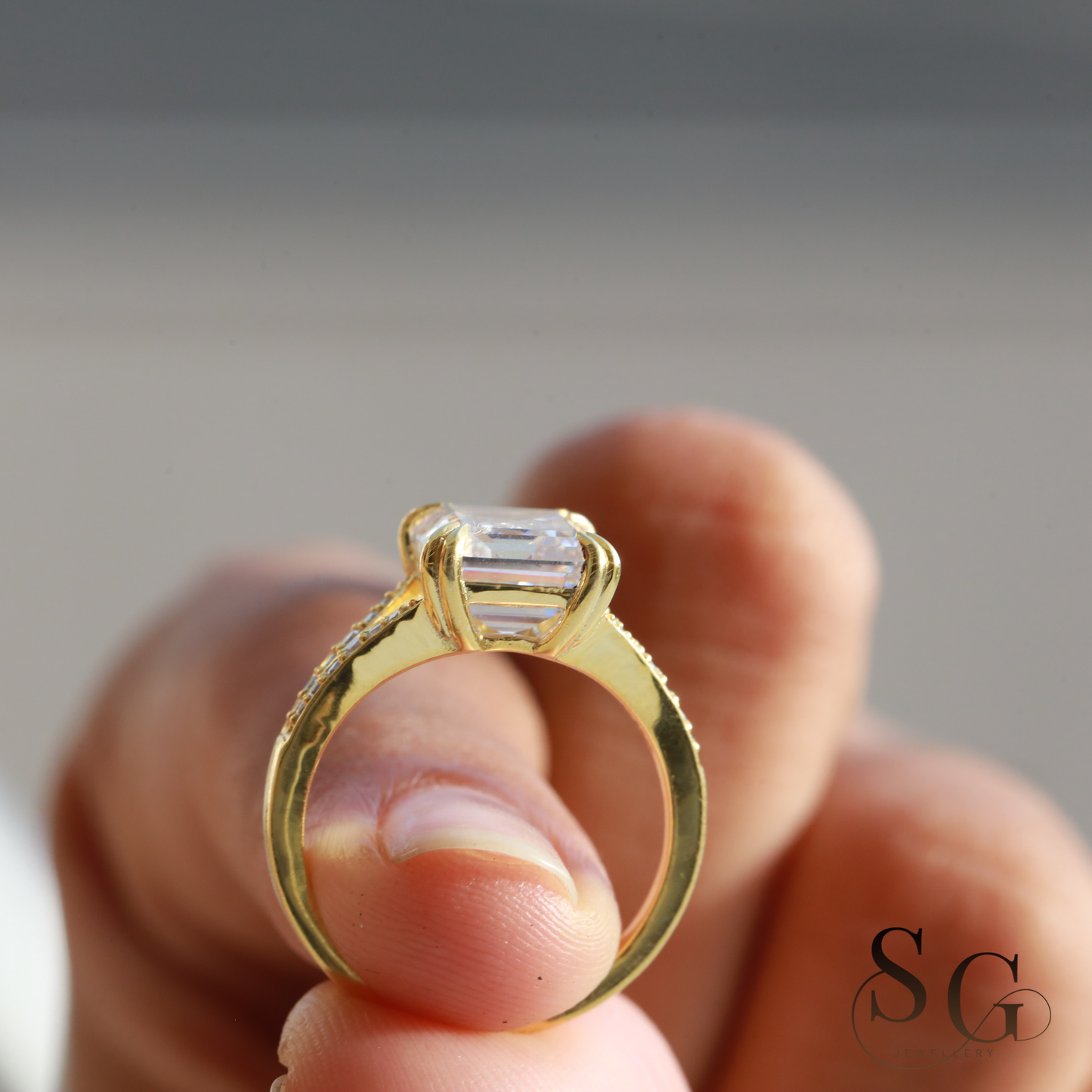 Emerald Cut Lab Grown Diamond Engagement Ring