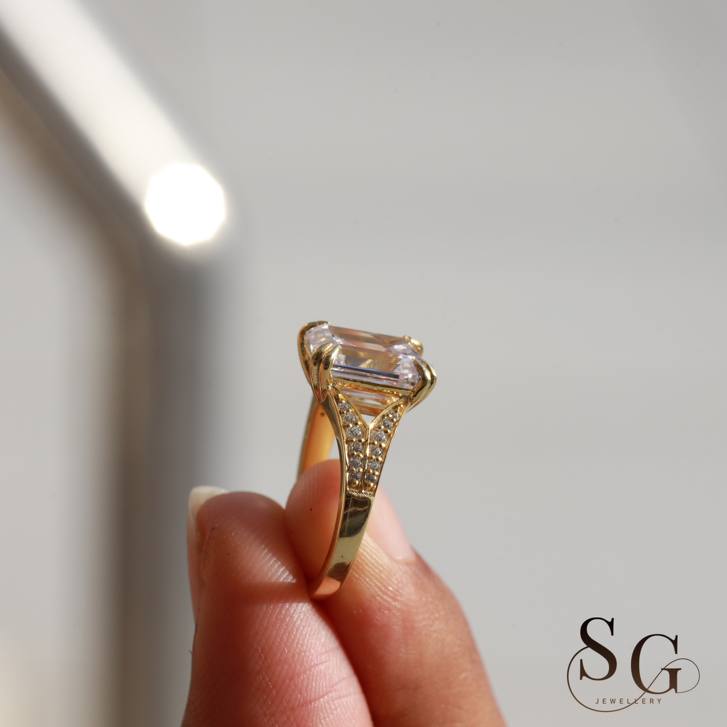Emerald Cut Lab Grown Diamond Engagement Ring