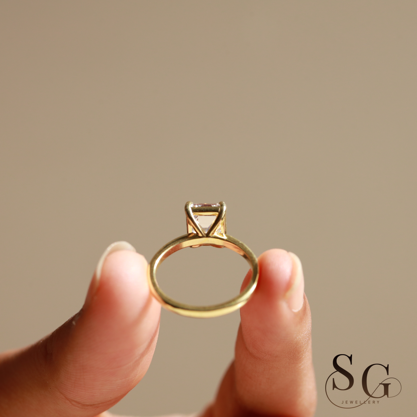 2 CT Emerald Cut Lab Grown Diamond Engagement Ring in 18K Gold.