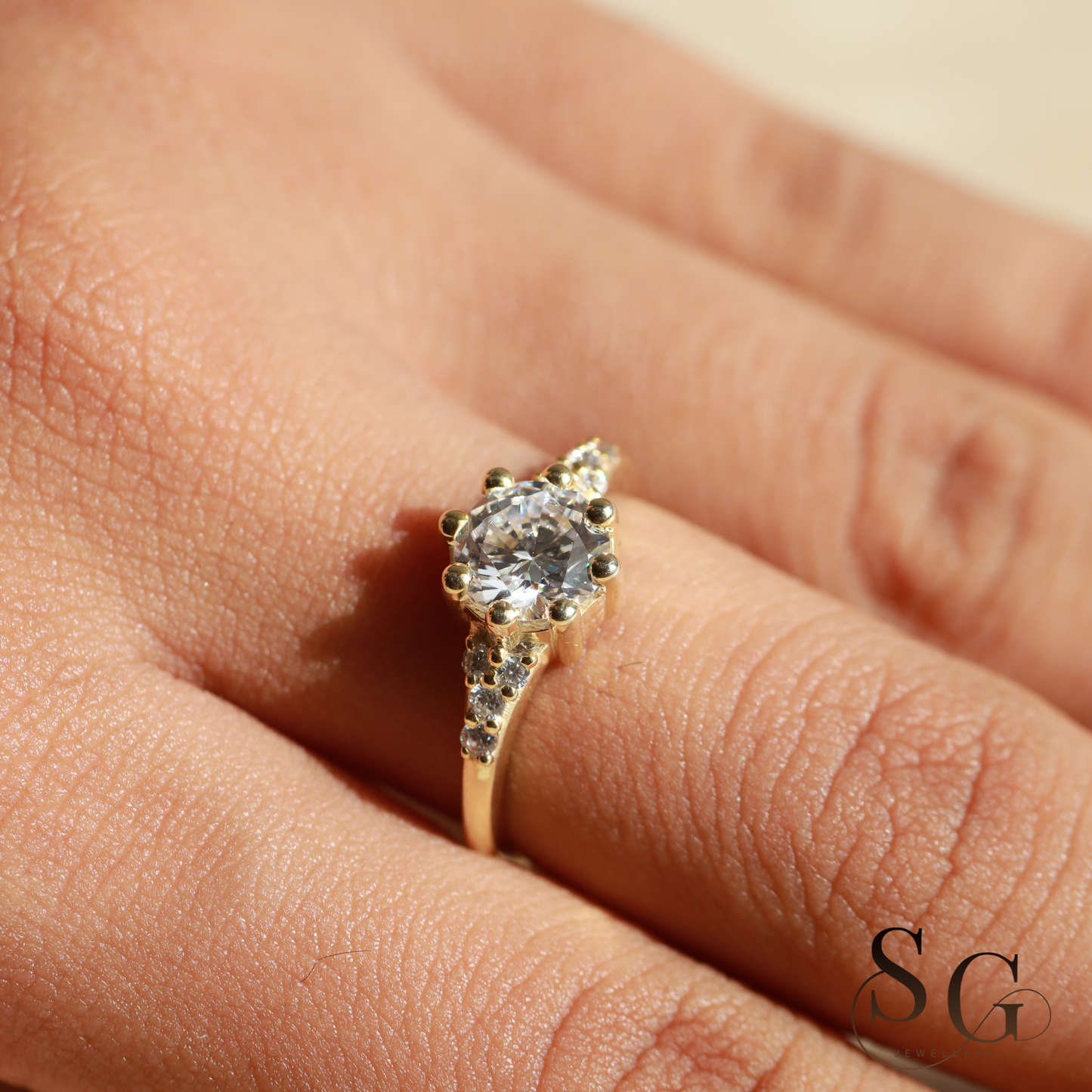 2 CT Round Cut Lab Grown Diamond Pave Set Engagement Ring