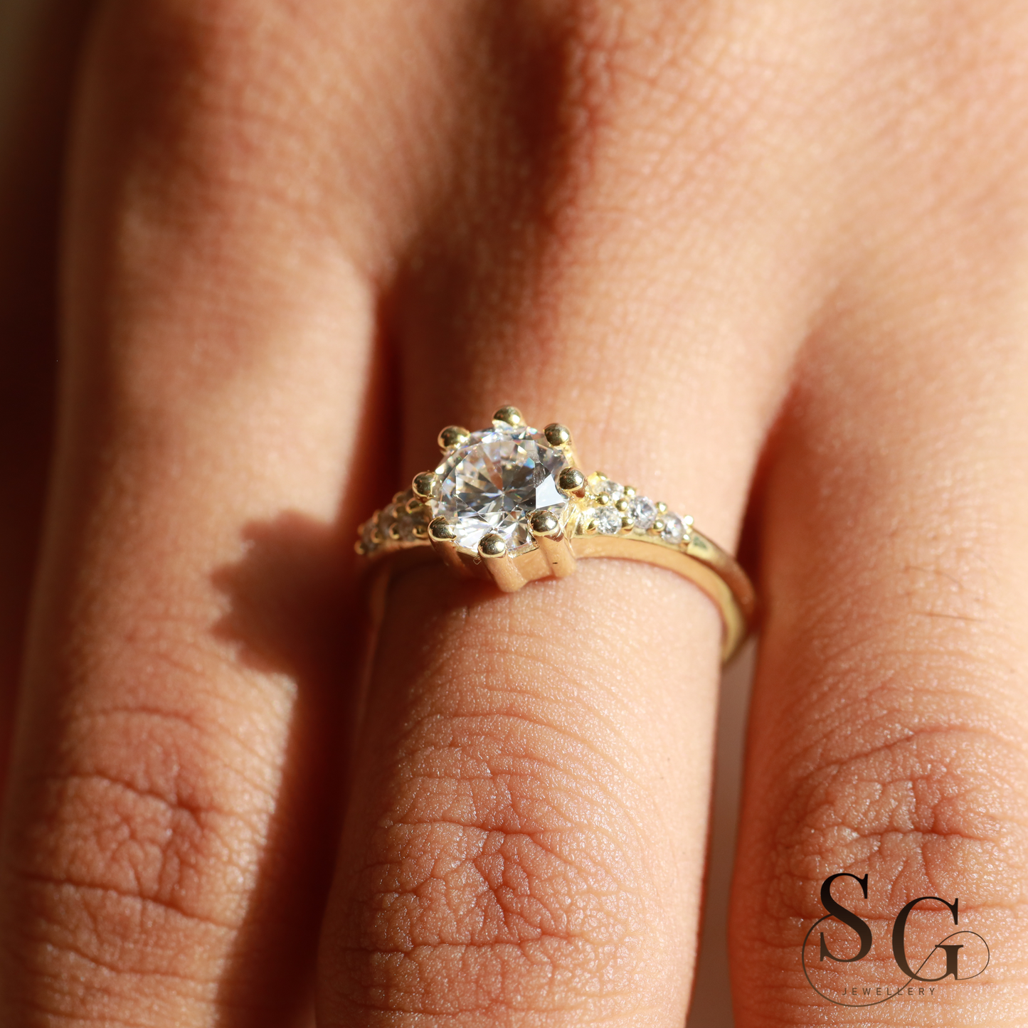 2 CT Round Cut Lab Grown Diamond Pave Set Engagement Ring