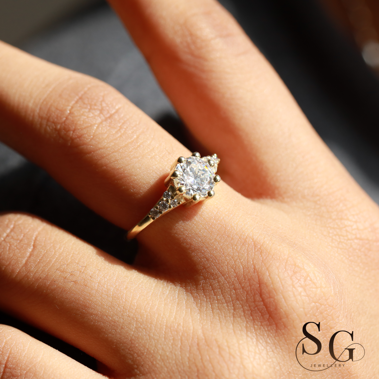 2 CT Round Cut Lab Grown Diamond Pave Set Engagement Ring