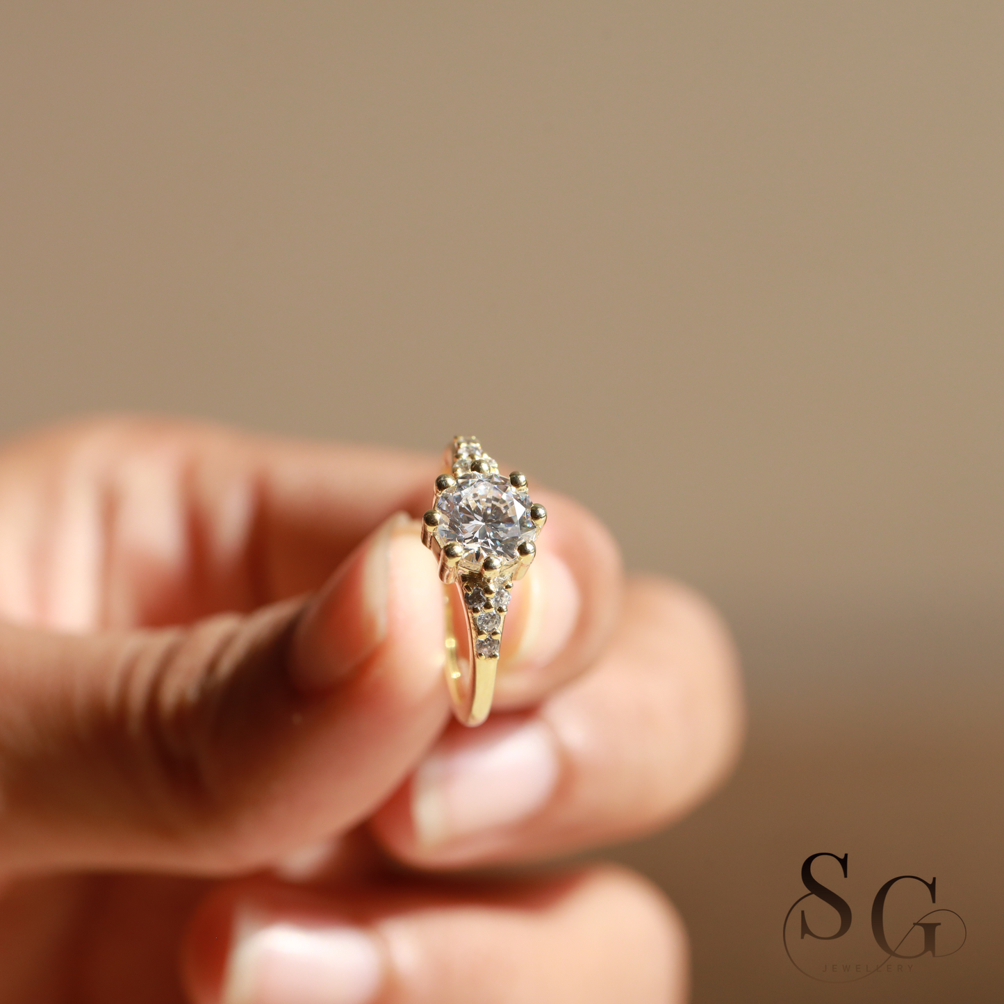2 CT Round Cut Lab Grown Diamond Pave Set Engagement Ring