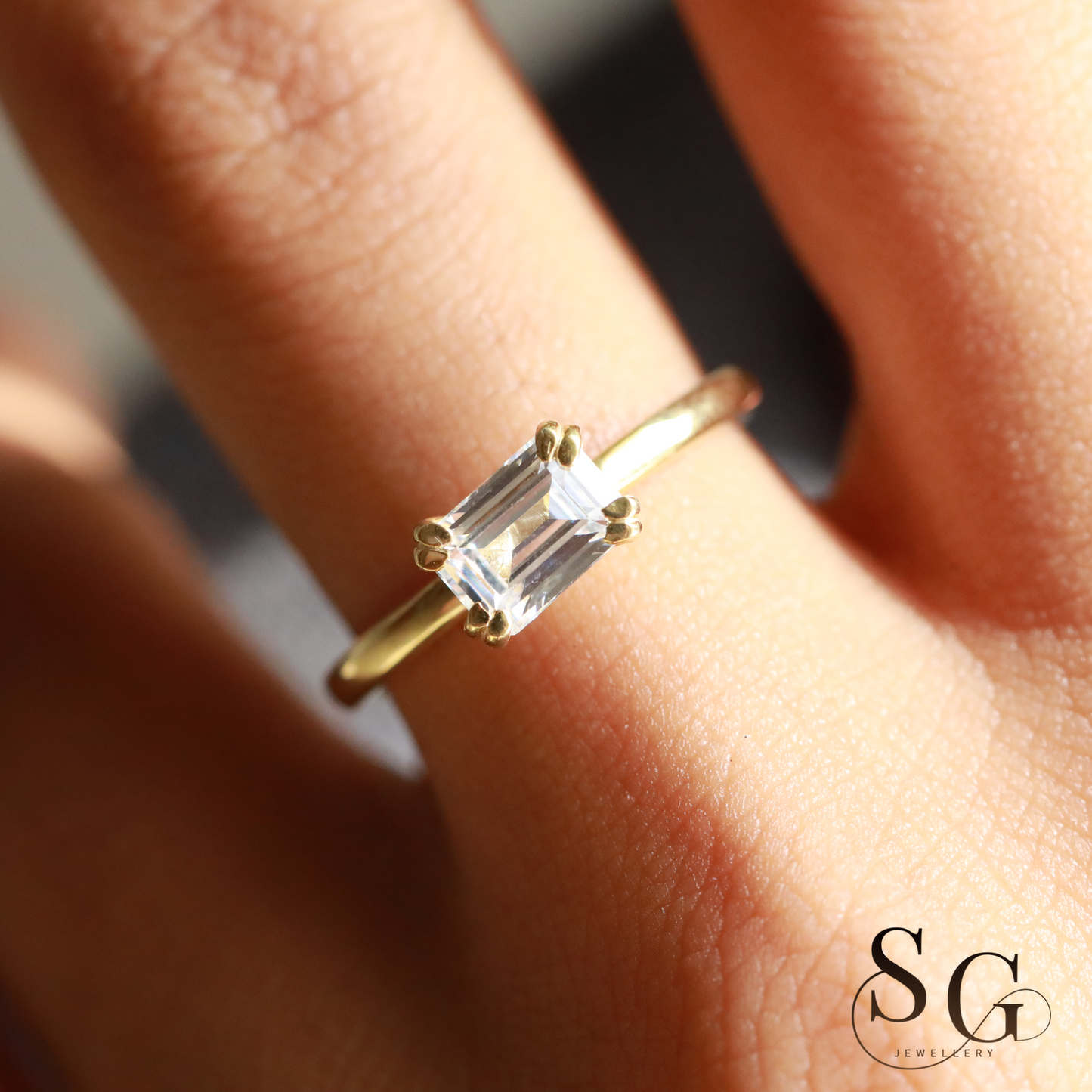 Women's Eternity Ring with Emerald Cut Lab Grown Diamond