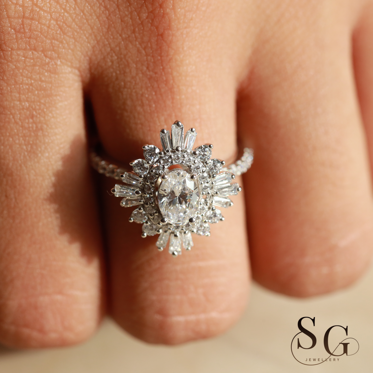 Vintage Hochzeitsring mit Labor-Diamanten und Verlobungsring