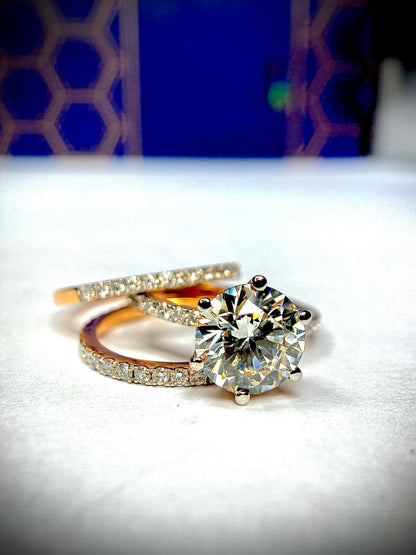 2 CT Round Cut Lab Grown Diamond 3 Band Anniversary Gift Ring, Art Deco Ring For Her Promise Ring.