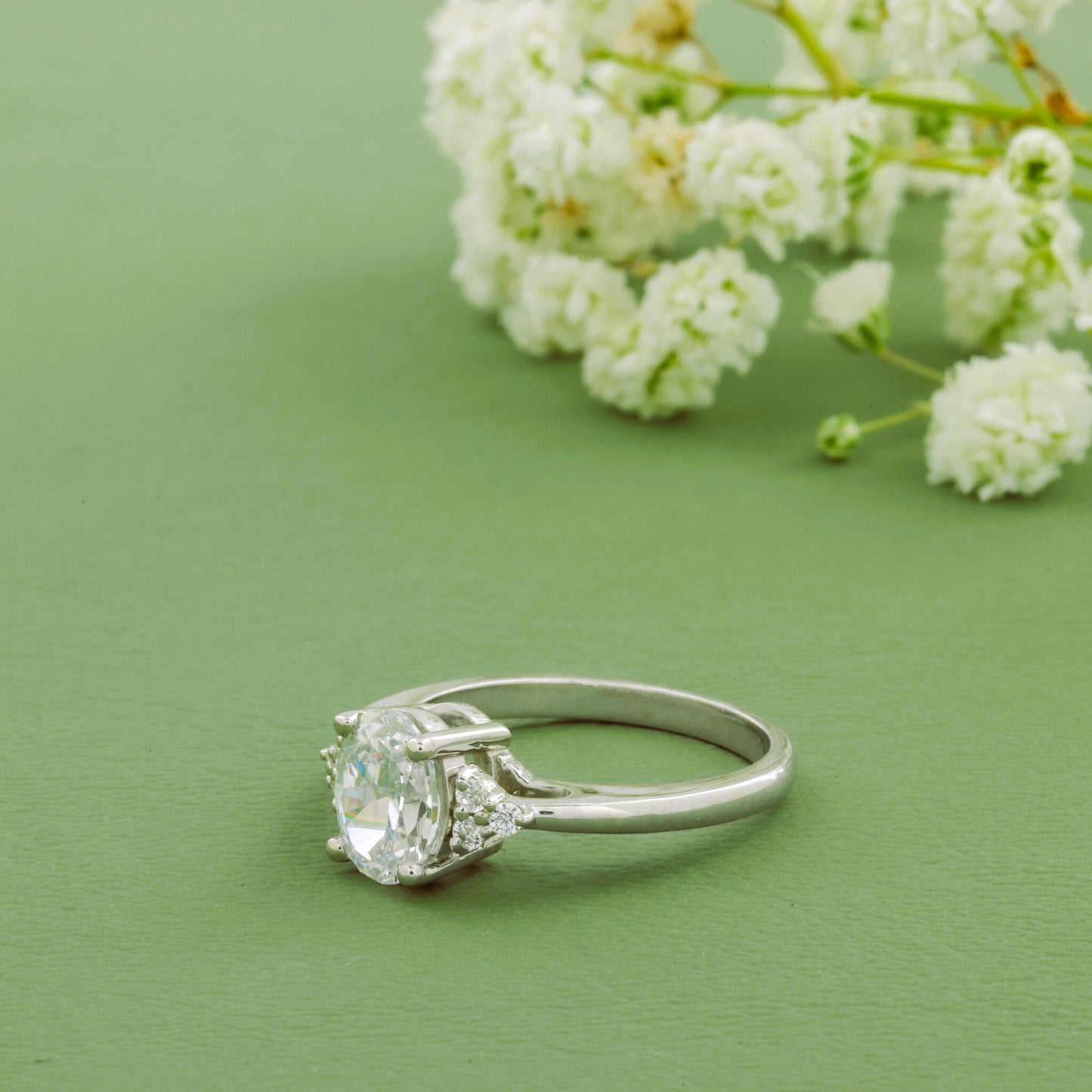2 CT Oval Lab Diamond Solitaire Engagement Ring