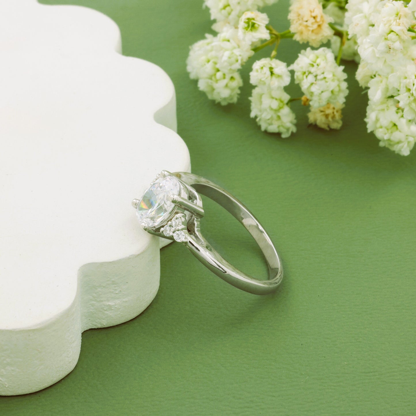 2 CT Oval Lab Diamond Solitaire Engagement Ring
