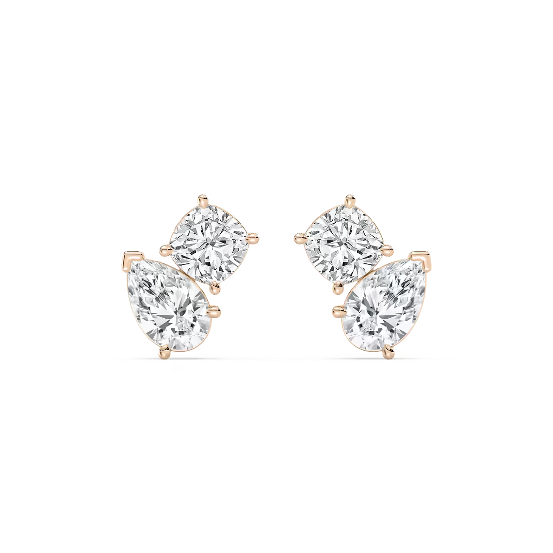 Lab-Grown Cushion-Pear Diamond Stud Earrings