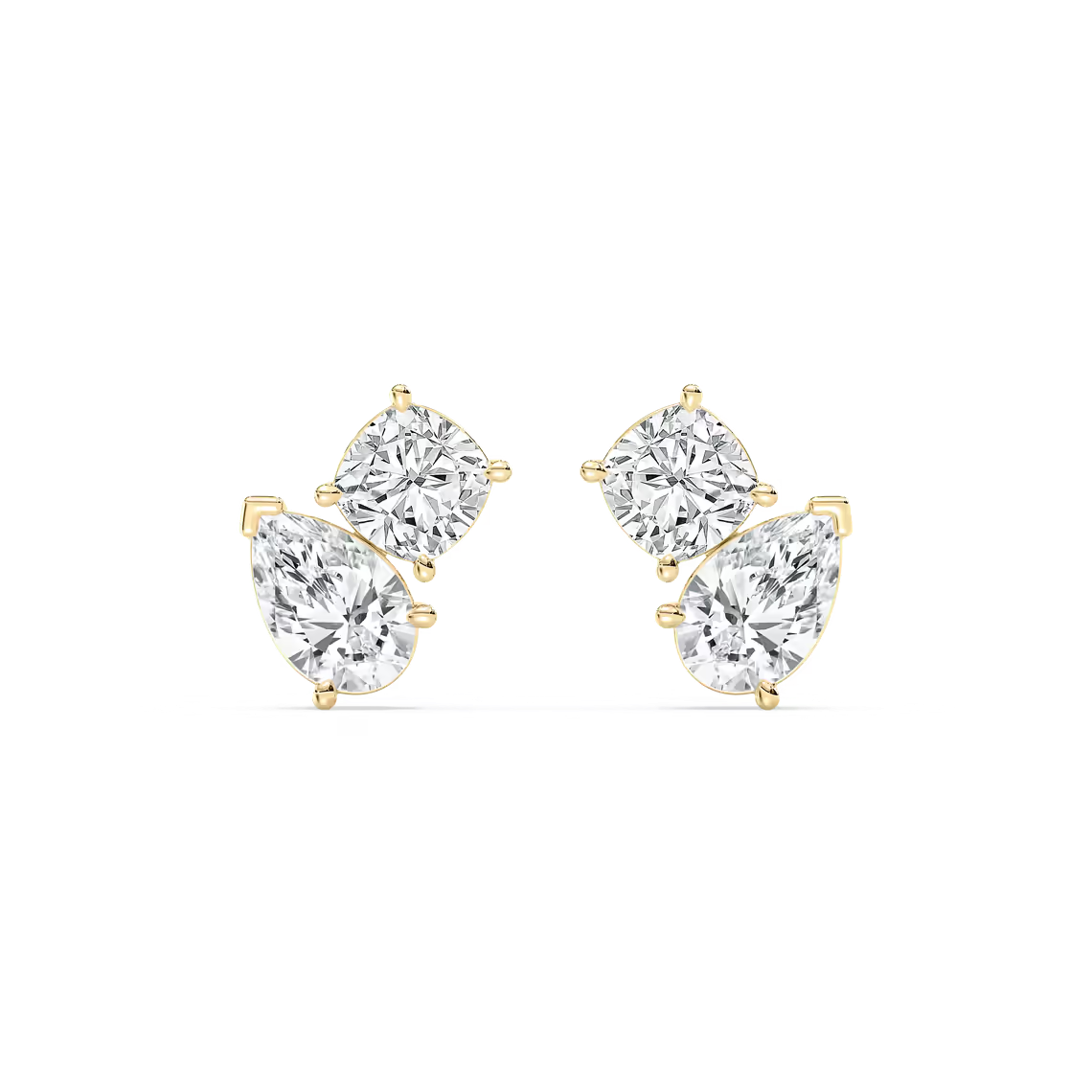 Lab-Grown Cushion-Pear Diamond Stud Earrings