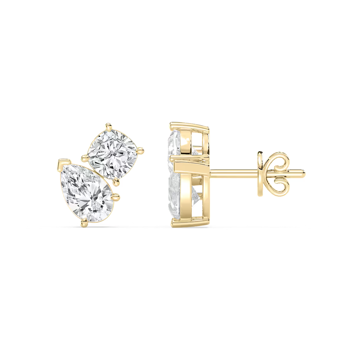 Lab-Grown Cushion-Pear Diamond Stud Earrings