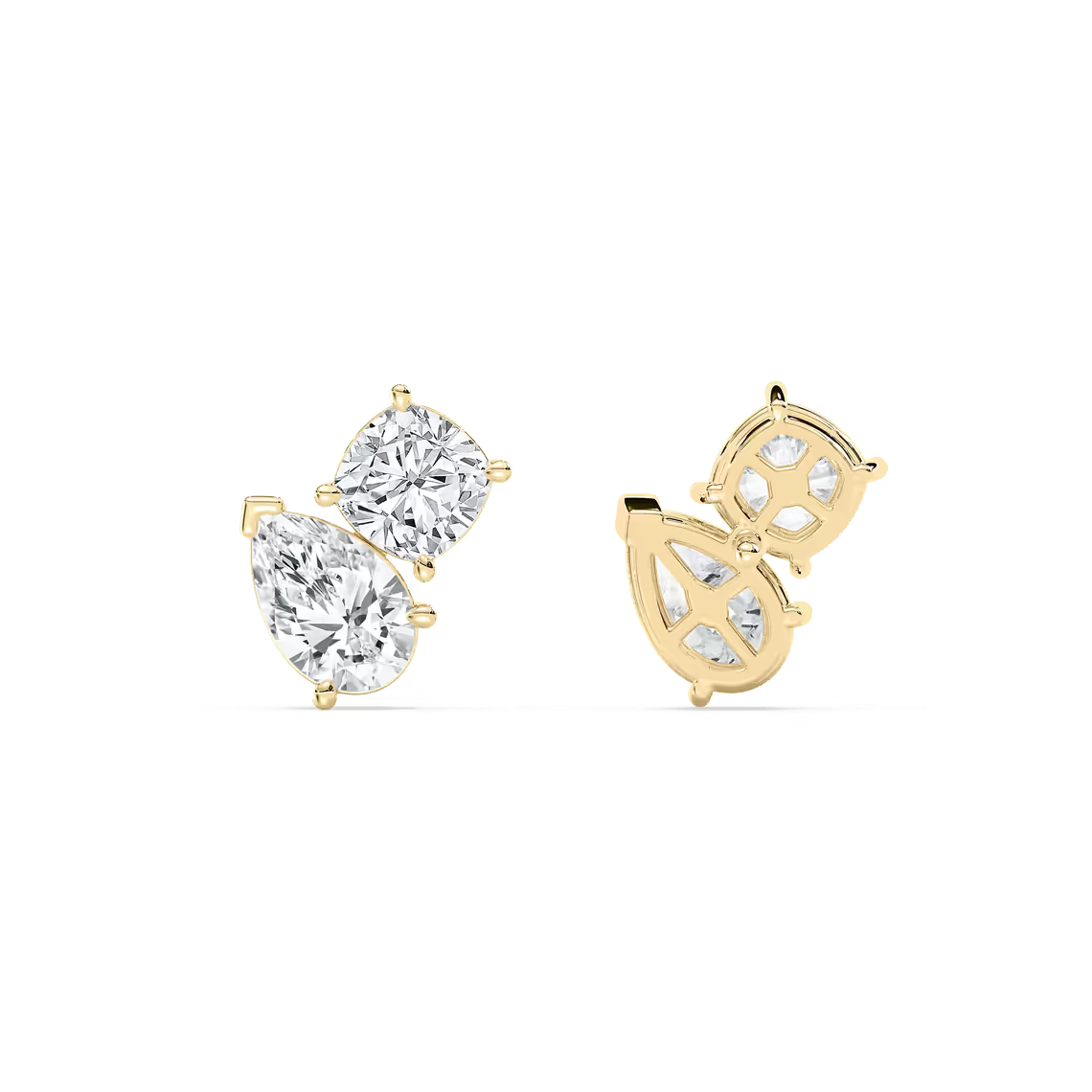 Lab-Grown Cushion-Pear Diamond Stud Earrings