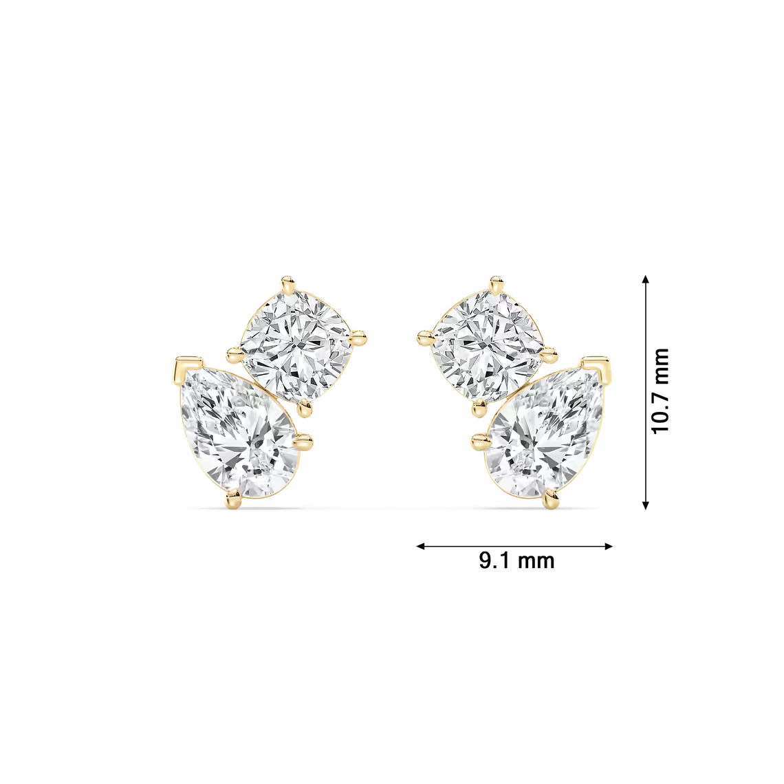 Lab-Grown Cushion-Pear Diamond Stud Earrings