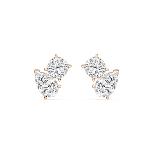 Lab-Grown Cushion-Pear Diamond Stud Earrings