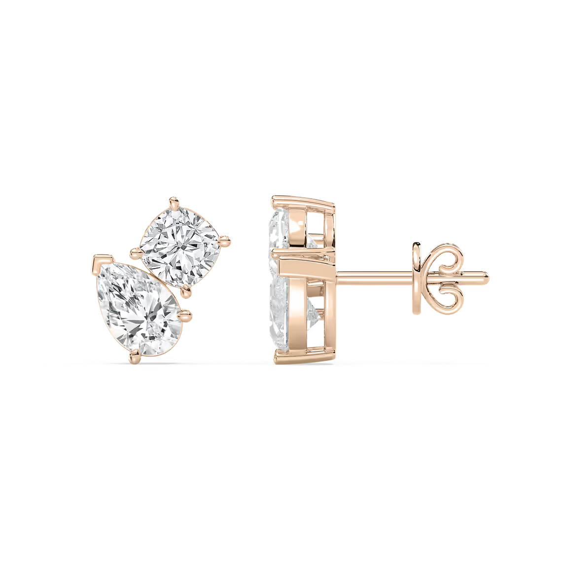Lab-Grown Cushion-Pear Diamond Stud Earrings