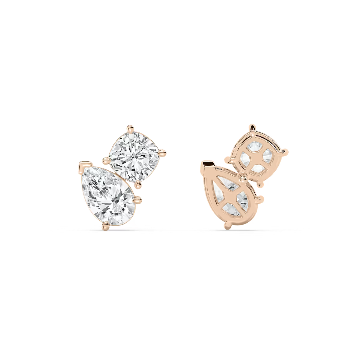 Lab-Grown Cushion-Pear Diamond Stud Earrings