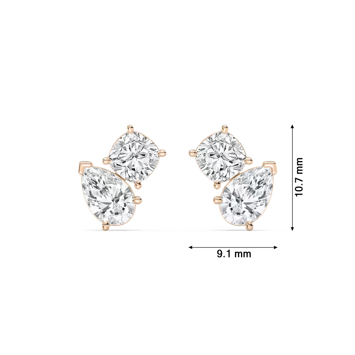 Lab-Grown Cushion-Pear Diamond Stud Earrings
