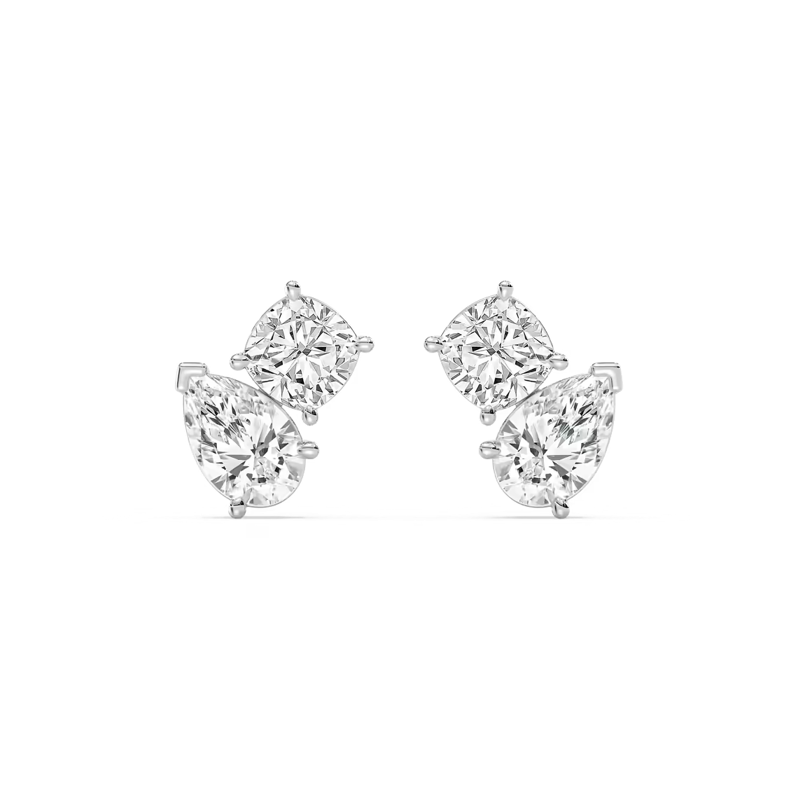 Lab-Grown Cushion-Pear Diamond Stud Earrings