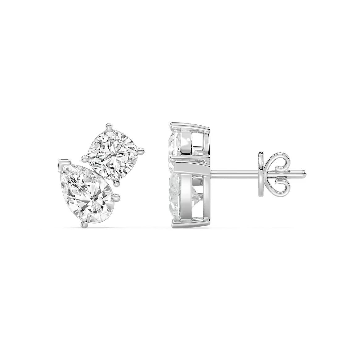 Lab-Grown Cushion-Pear Diamond Stud Earrings