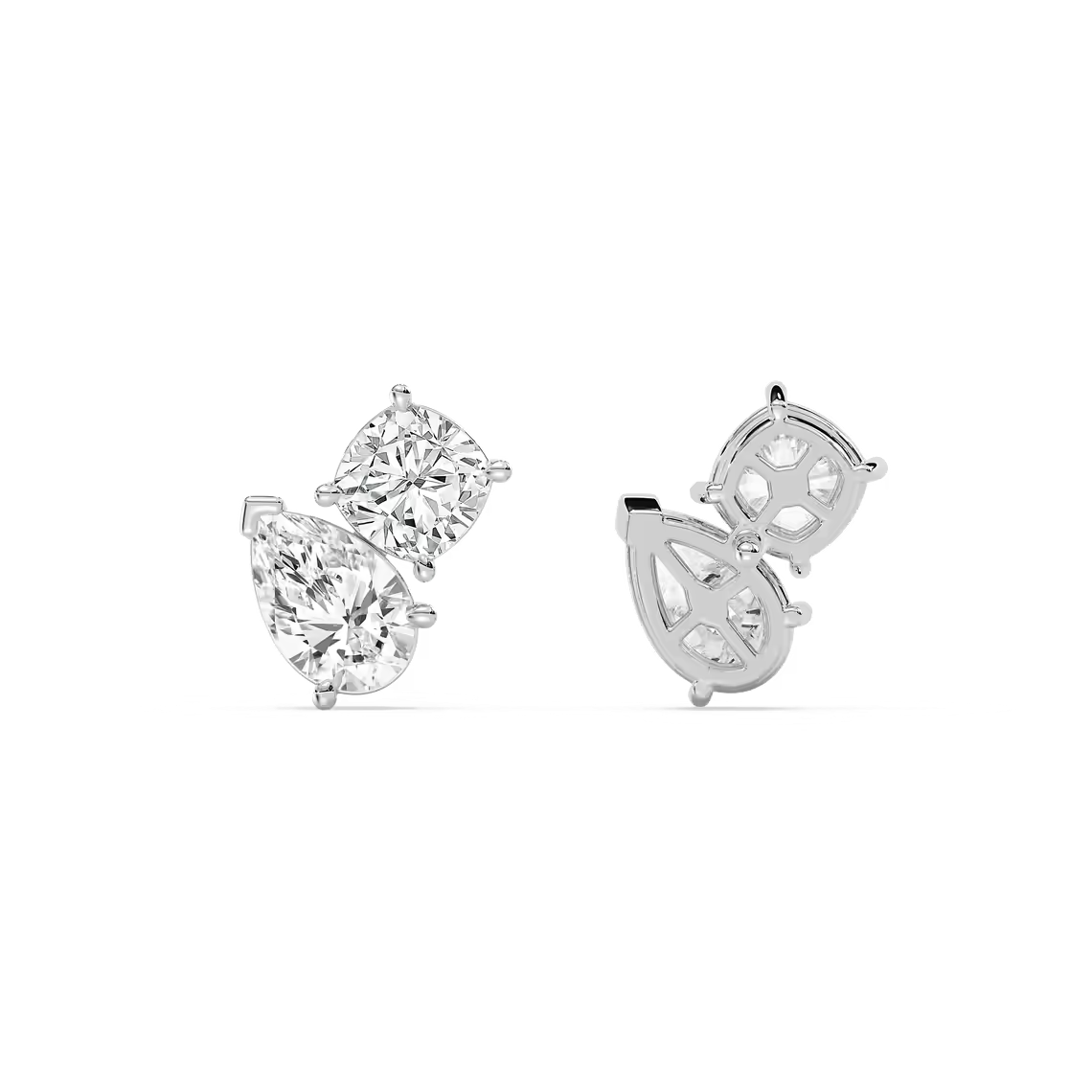 Lab-Grown Cushion-Pear Diamond Stud Earrings