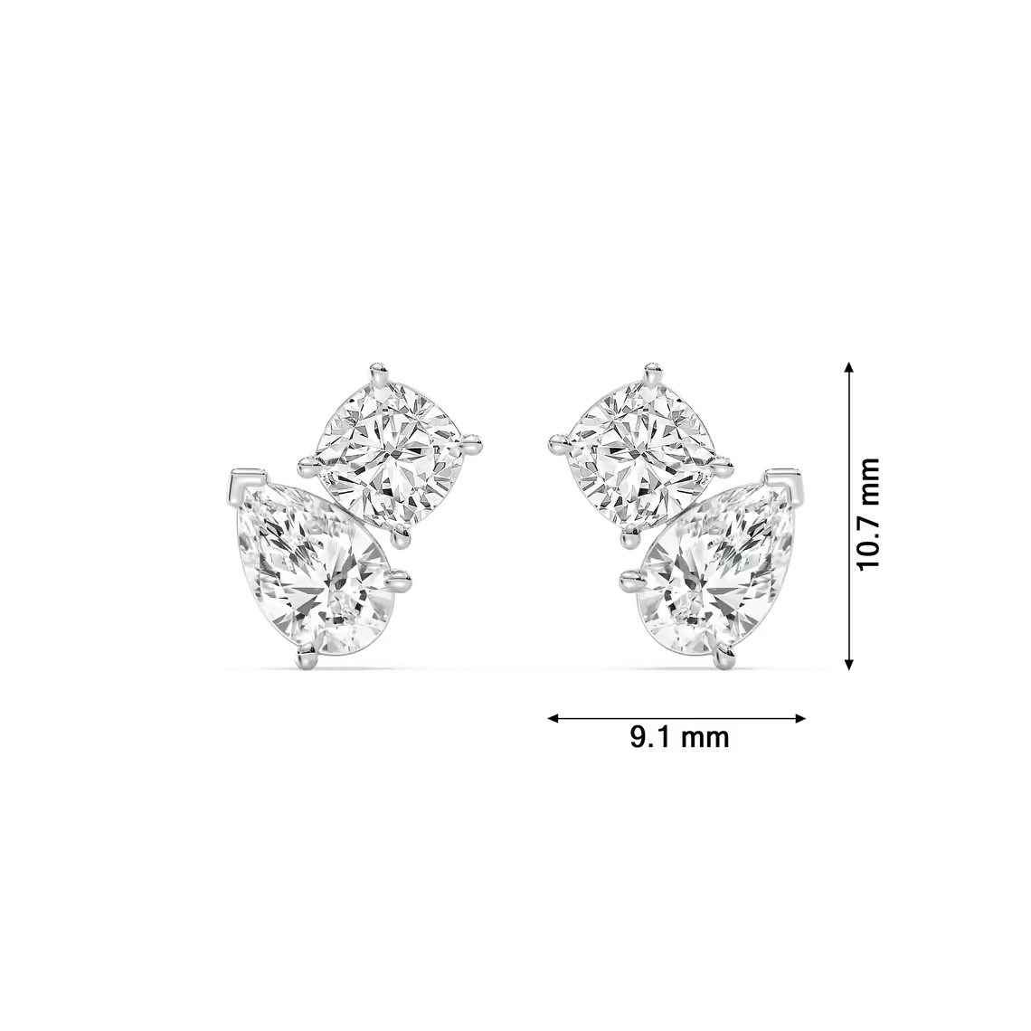 Lab-Grown Cushion-Pear Diamond Stud Earrings