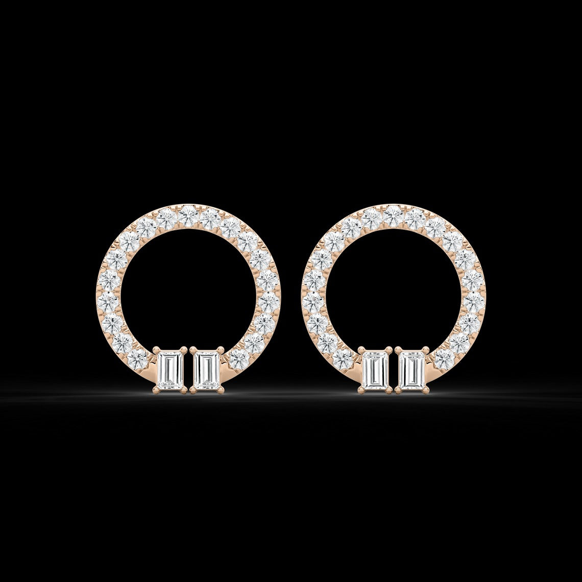 Lab Grown Baguette Diamond Circle Fashion Earring