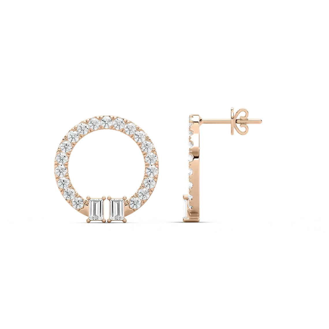 Lab Grown Baguette Diamond Circle Fashion Earring
