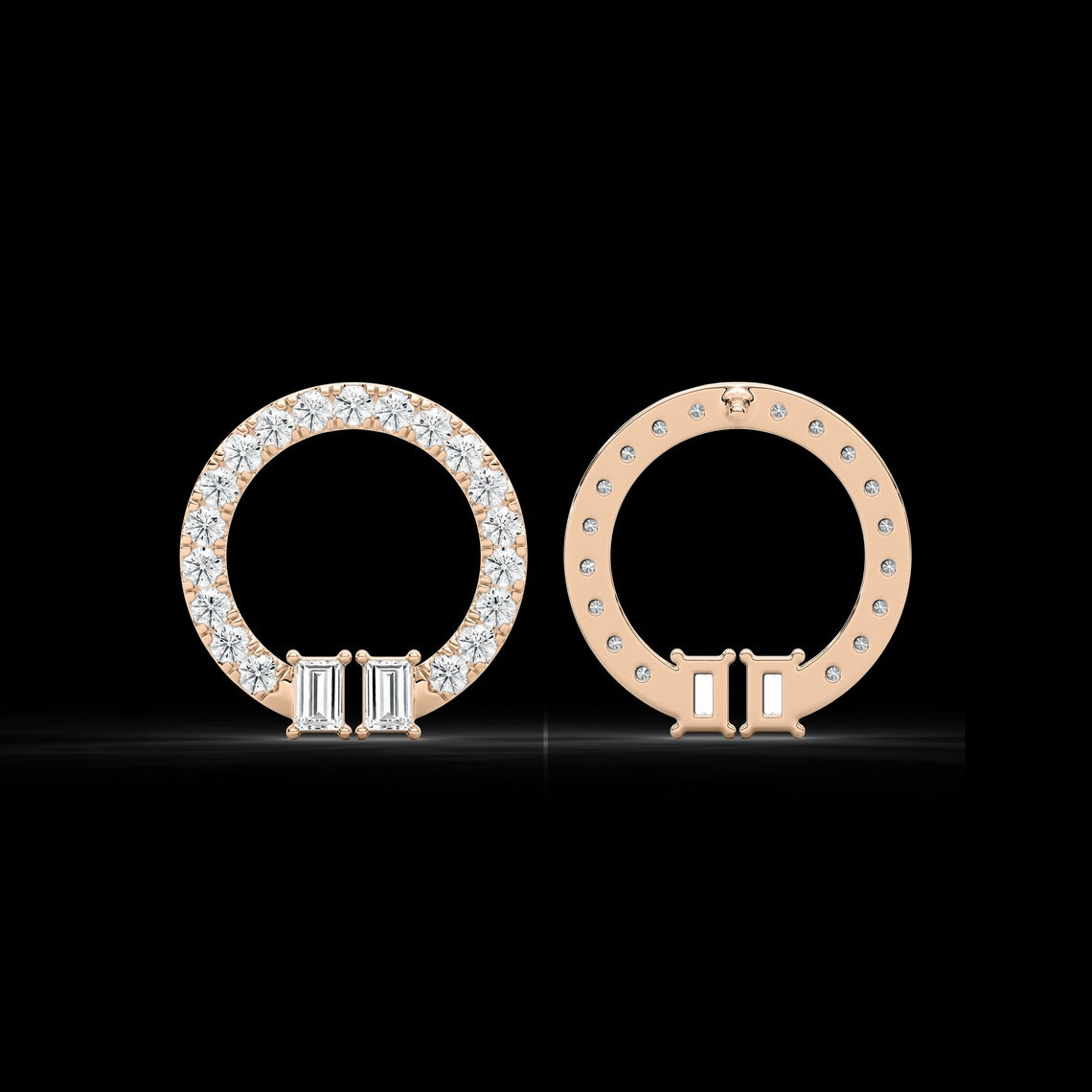 Lab Grown Baguette Diamond Circle Fashion Earring
