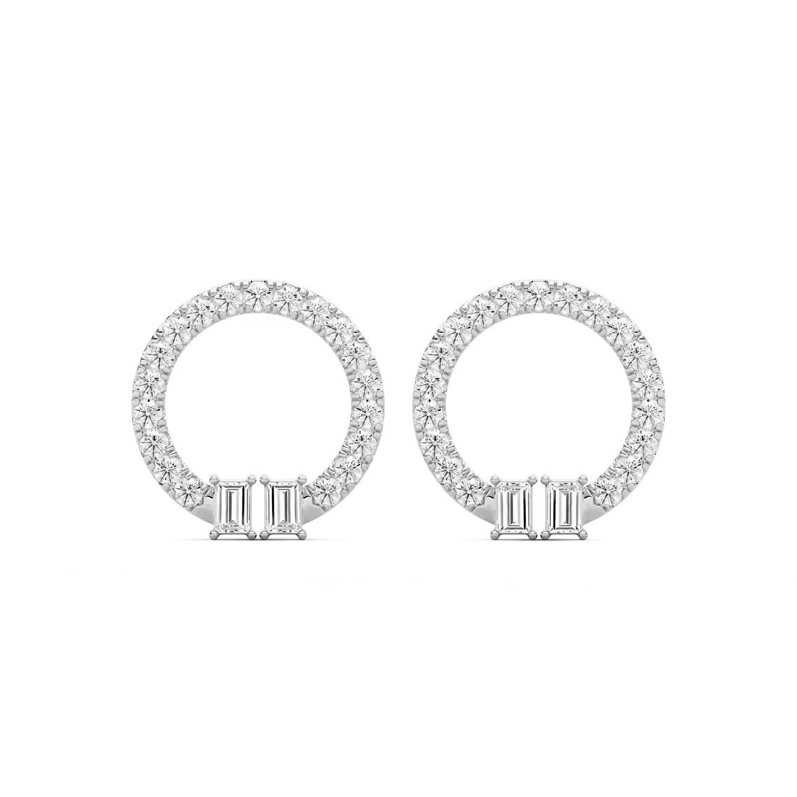 Lab Grown Baguette Diamond Circle Fashion Earring