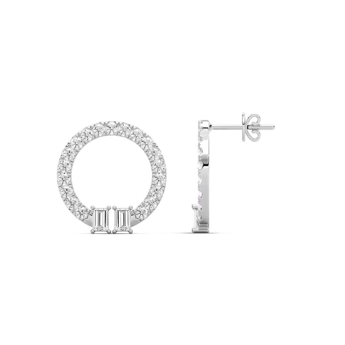 Lab Grown Baguette Diamond Circle Fashion Earring