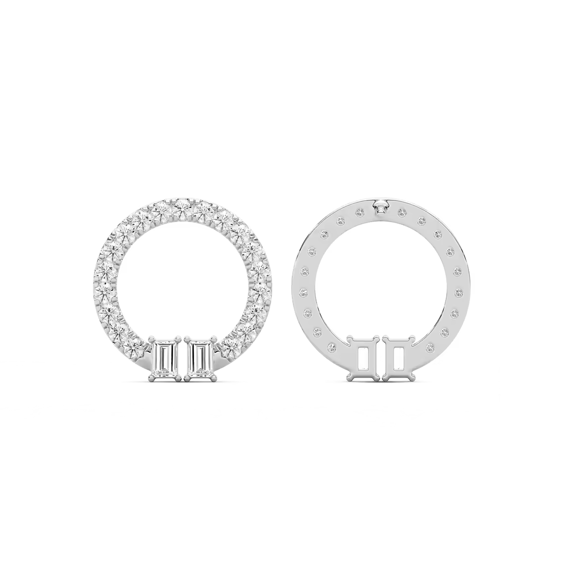 Lab Grown Baguette Diamond Circle Fashion Earring