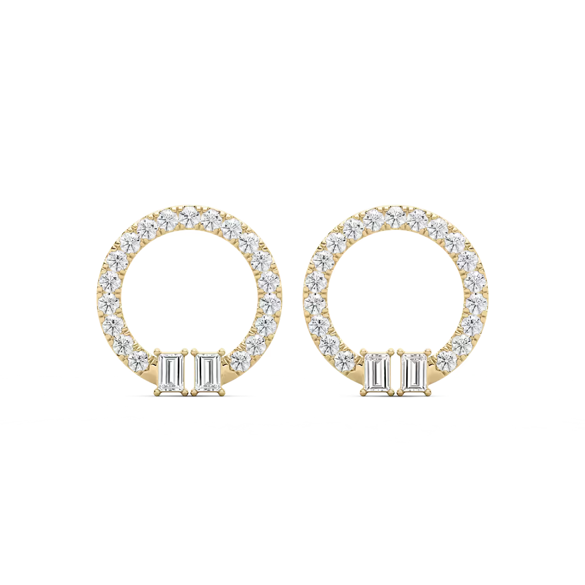 Lab Grown Baguette Diamond Circle Fashion Earring