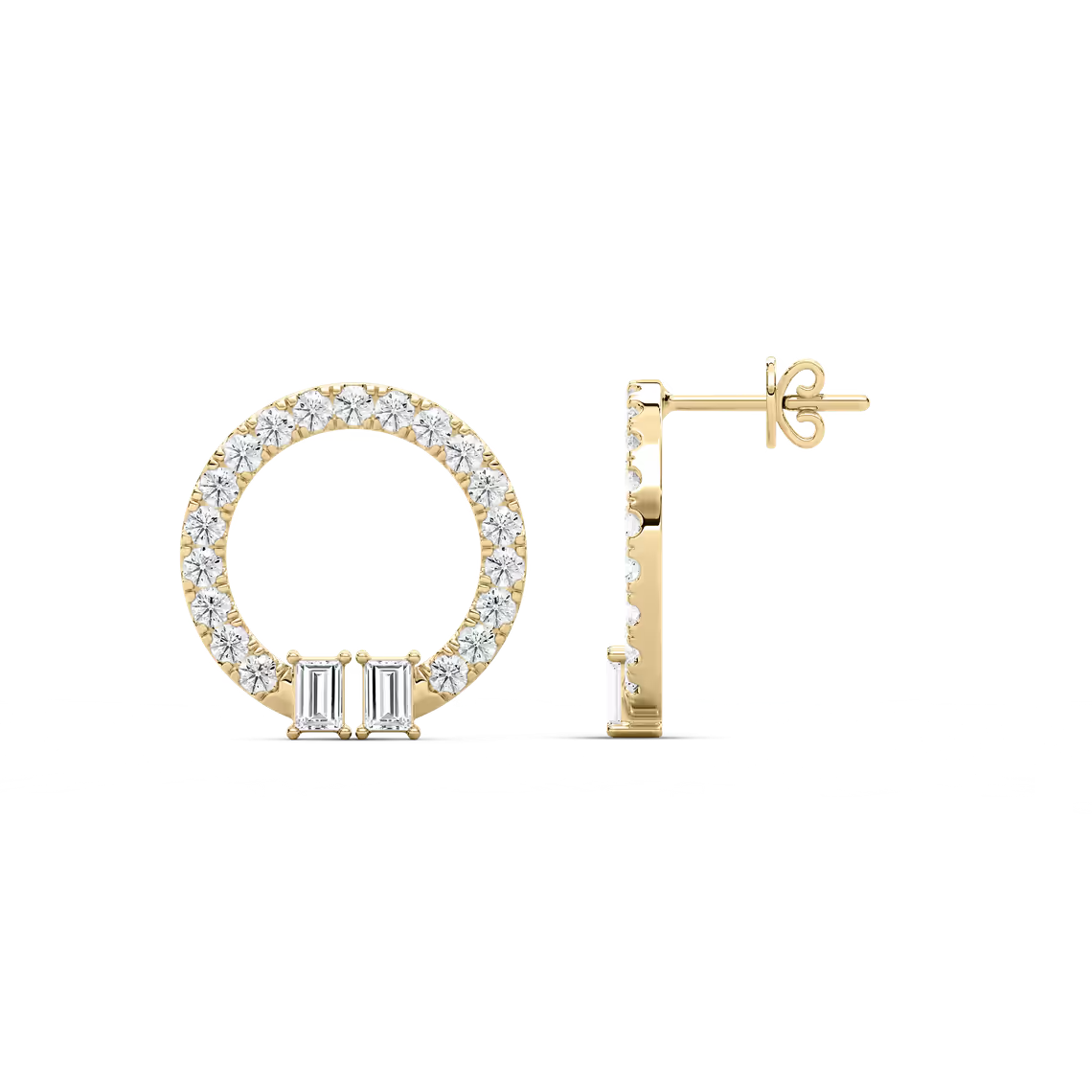 Lab Grown Baguette Diamond Circle Fashion Earring